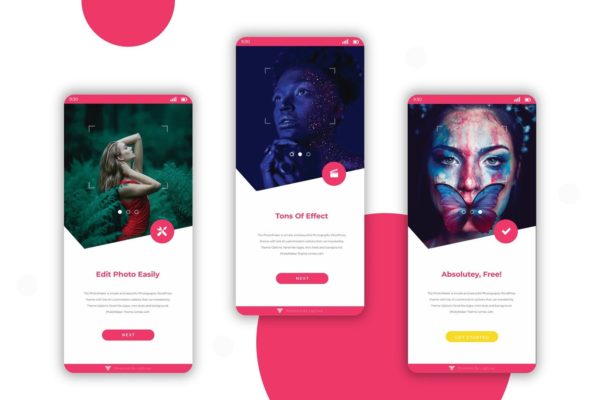 创意照片应用APP应用引导页启动页设计模板 Onboarding App Design Template