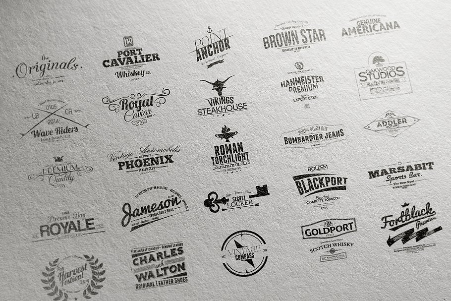 102个复古徽章，标签和Logo模板 102 Retro Badges, Labels and Crests插图(1)