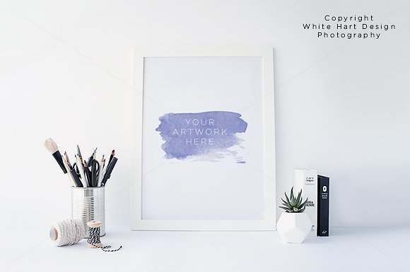 北欧系列冷淡风白色相框样机模板 White Frame mock up – PSD JPEG插图