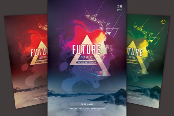 抽象几何夜总会派对活动传单模板 Future Sessions Flyer Template