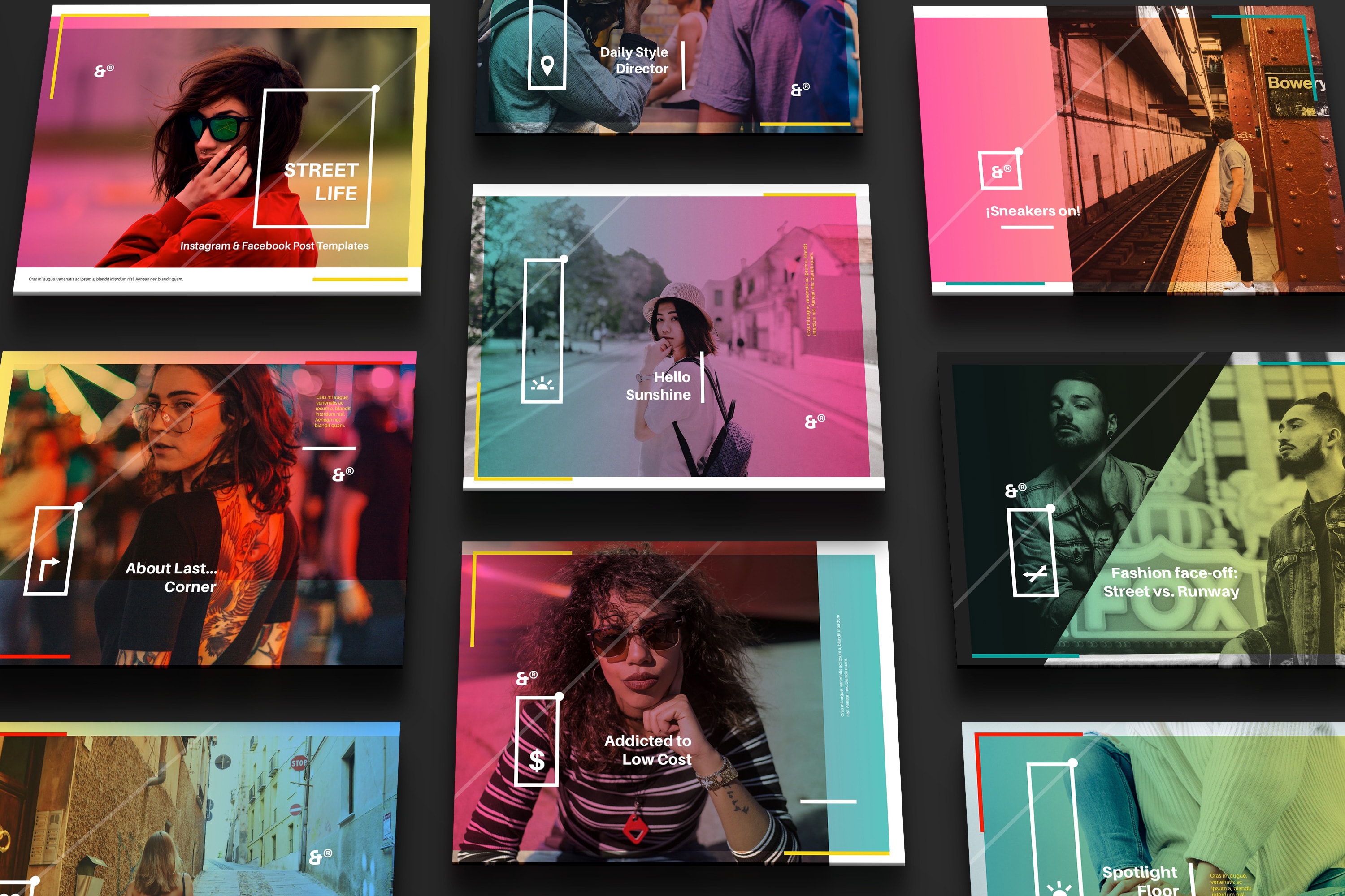 设计媒体创意设计效果图预览等距网格样机模板02 Landscape Perspective Mockup 02插图(1)