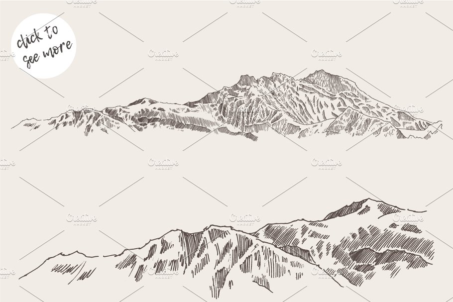 山峰素描素材集 Set of sketches of mountain, vol. 4插图(1)