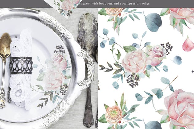 无缝水彩花卉插画纹理 Seamless patterns “Artarian” vol.2.3插图(2)