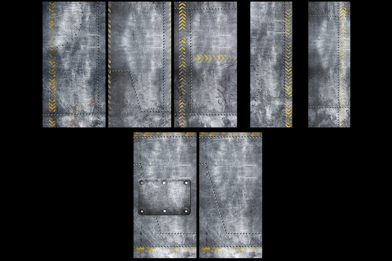 磨损做旧风格金属面板纹理素材包 Grunge Metal Plates Set (Set of 7)插图