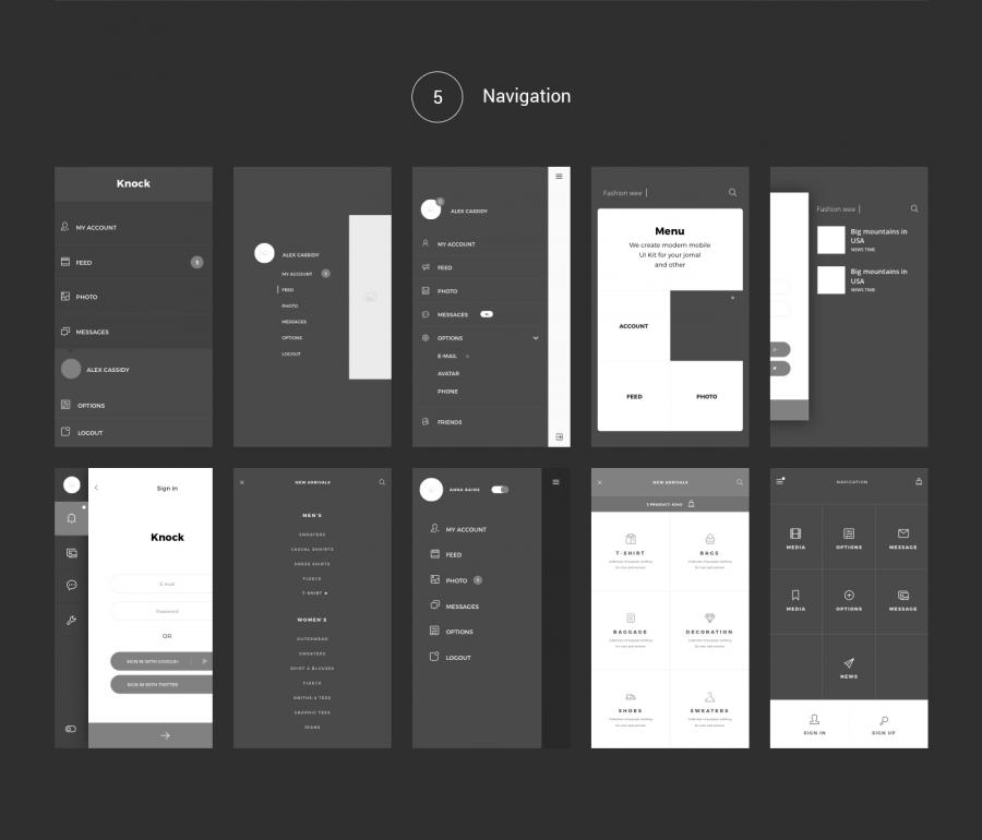 170 APP 界面模板 Knock Mobile UI Kit with Wireframe [PSD&SKETCH]插图(8)