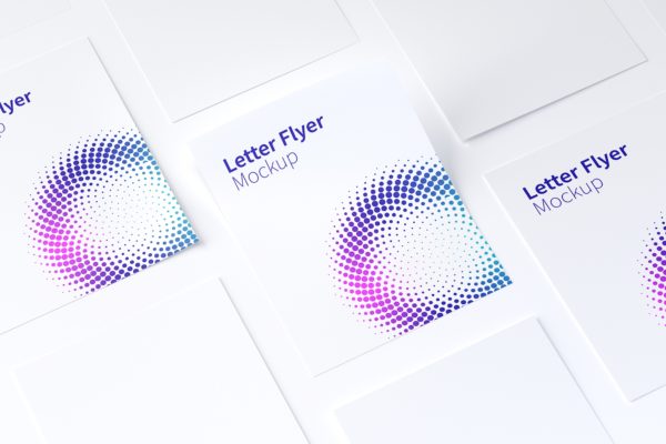 信纸规格传单设计等距样机模板02 Letter Flyer Mockup 02