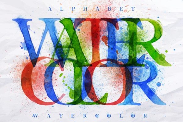 水彩字母数字符号合集 Alphabet watercolor