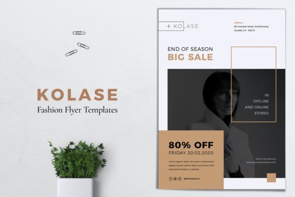 时尚服饰品牌促销广告海报设计模板 KOLASE Fashion Store Flyer
