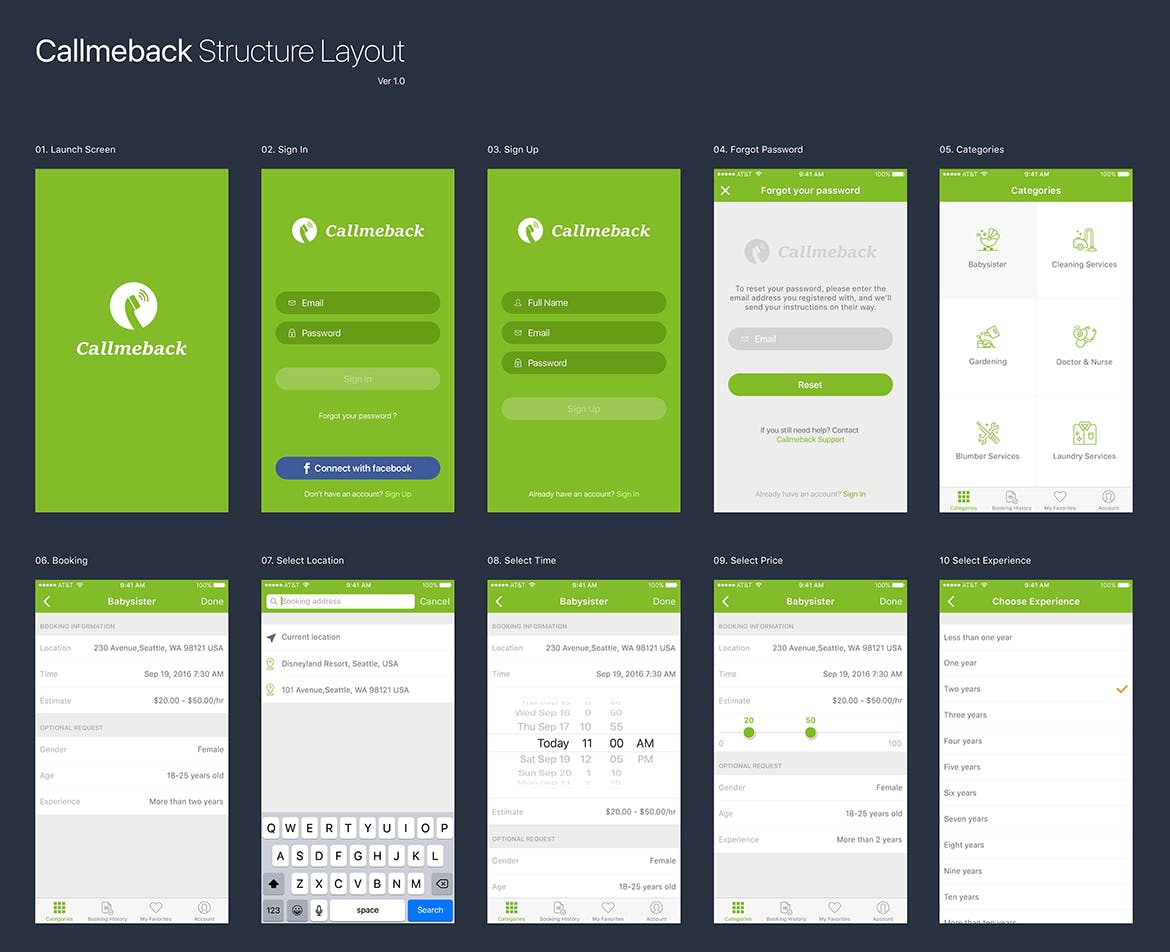 招聘APP应用用户界面设计UI素材 Callmeback – UI Design for Job Search插图(4)