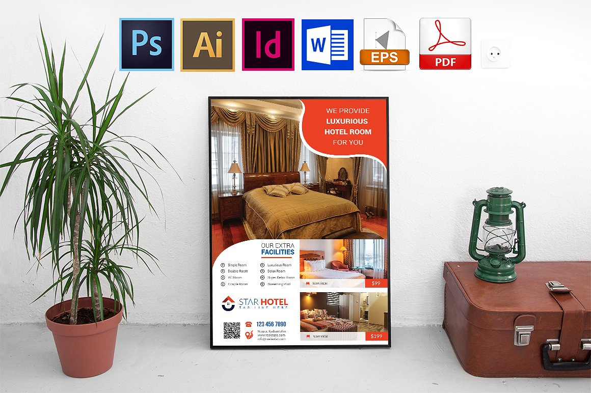 10款酒店宣传海报模板合辑下载 10 Hotel Poster Bundle [ai,psd,indd]插图(7)