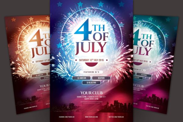 美国独立日活动海报传单模板 4th of July Flyer Template