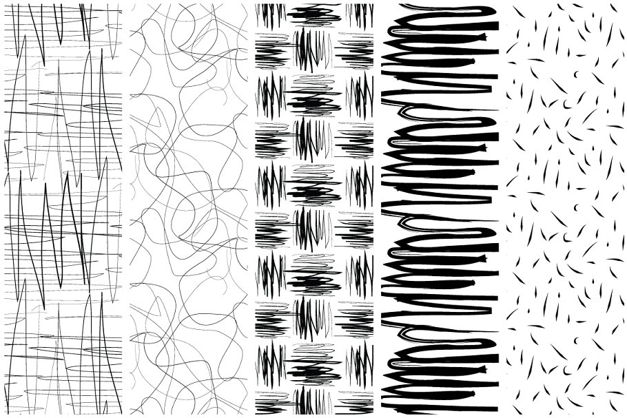划线和刮痕无缝图案背景素材 Scribbles & Scratches Set插图(3)