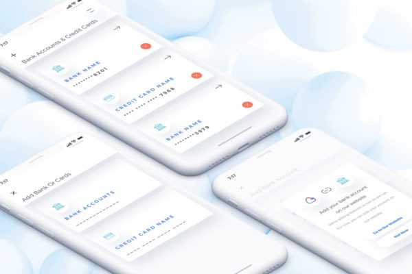 电子移动钱包手机银行APP UI套件 Wallet Add Bank Mobile Ui for IPhoneX