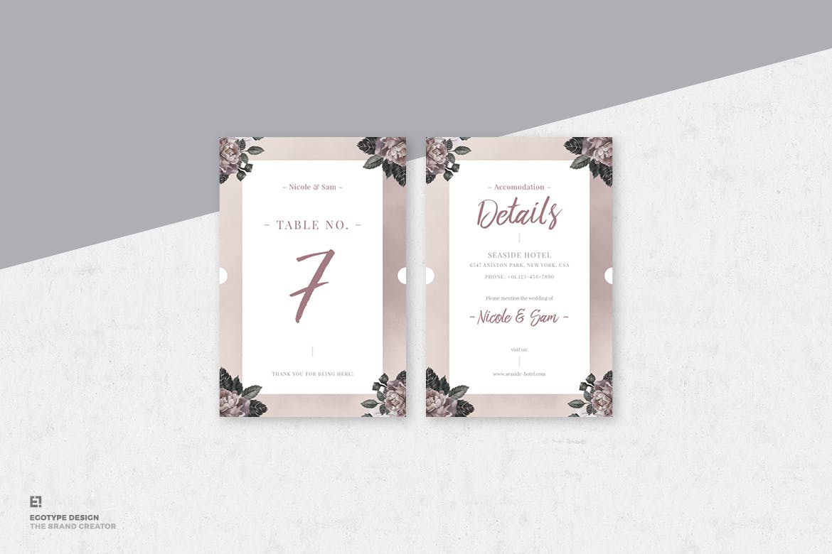 手绘花卉图案装饰风格婚礼邀请设计素材包 Floral Wedding Invitation Suite插图(6)