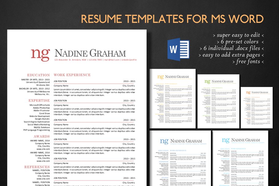 经典排版超级简约 Word 格式简历模板 Super clean typography Word resume插图