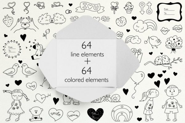 浪漫的情人节卡通插画素材包 [EPS]