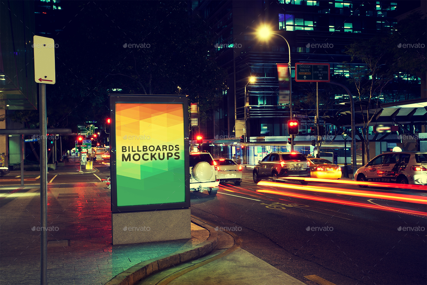 夜间广告牌展示样机模版 Billboards Mockups at Night Vol.2插图(2)