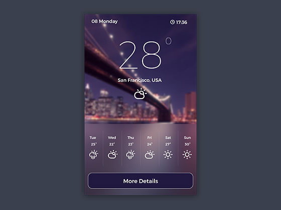 Today Weather UI素材之家精选sketch素材