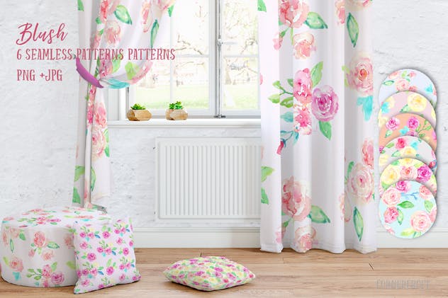 腮红水彩花卉插画合集 Watercolor Collection Blush插图(5)