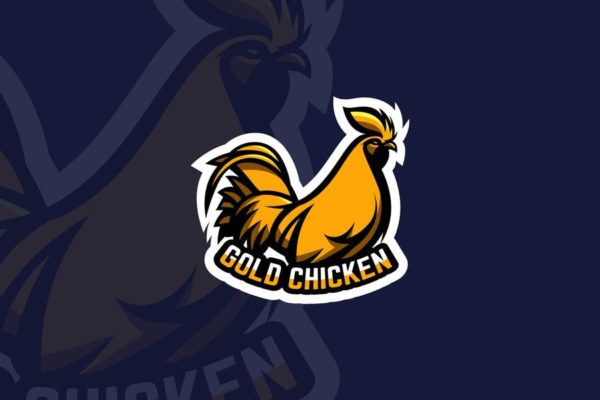 金鸡吉祥物&amp;电子竞技Logo设计模板 Gold Chicken – Mascot &amp; Esports Logo