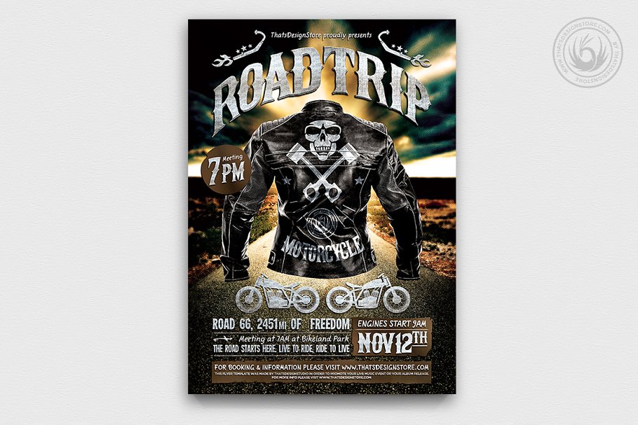 摩托车道路旅行PSD模板 Motorcycle Road Trip PSD Template插图(1)