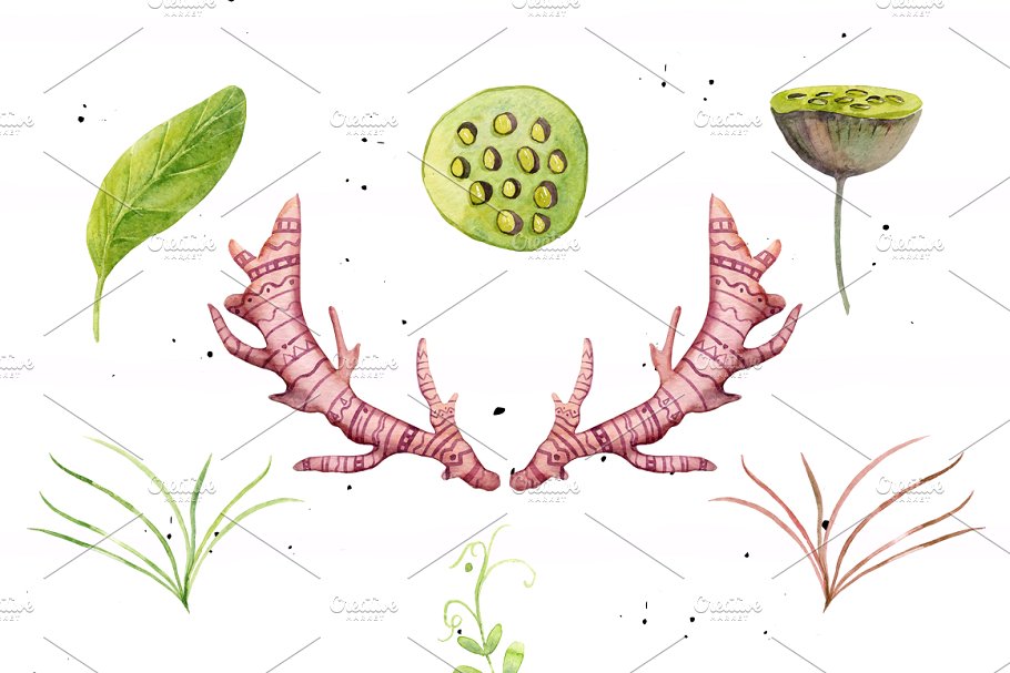 神秘秋天水彩剪贴画合集 Watercolor Mysterious Autumn插图(3)