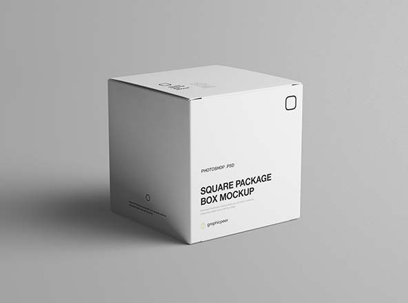 方形包装盒设计效果图样机模板 Square Package Box Mockup