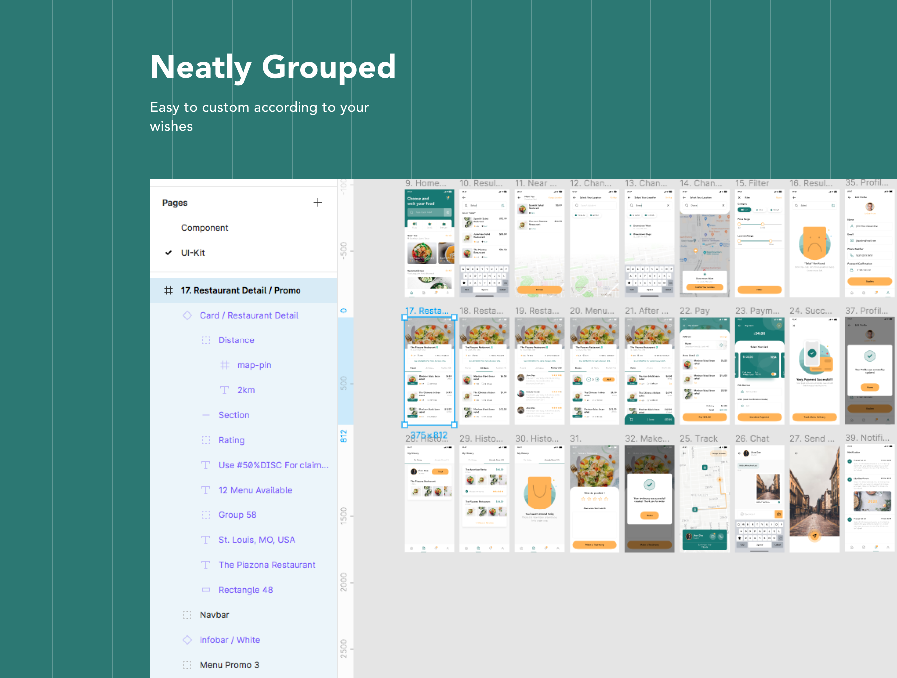 素材库下午茶：食品交付/订餐配送APP应用UI设计素材库精选模板[FIG]插图(1)