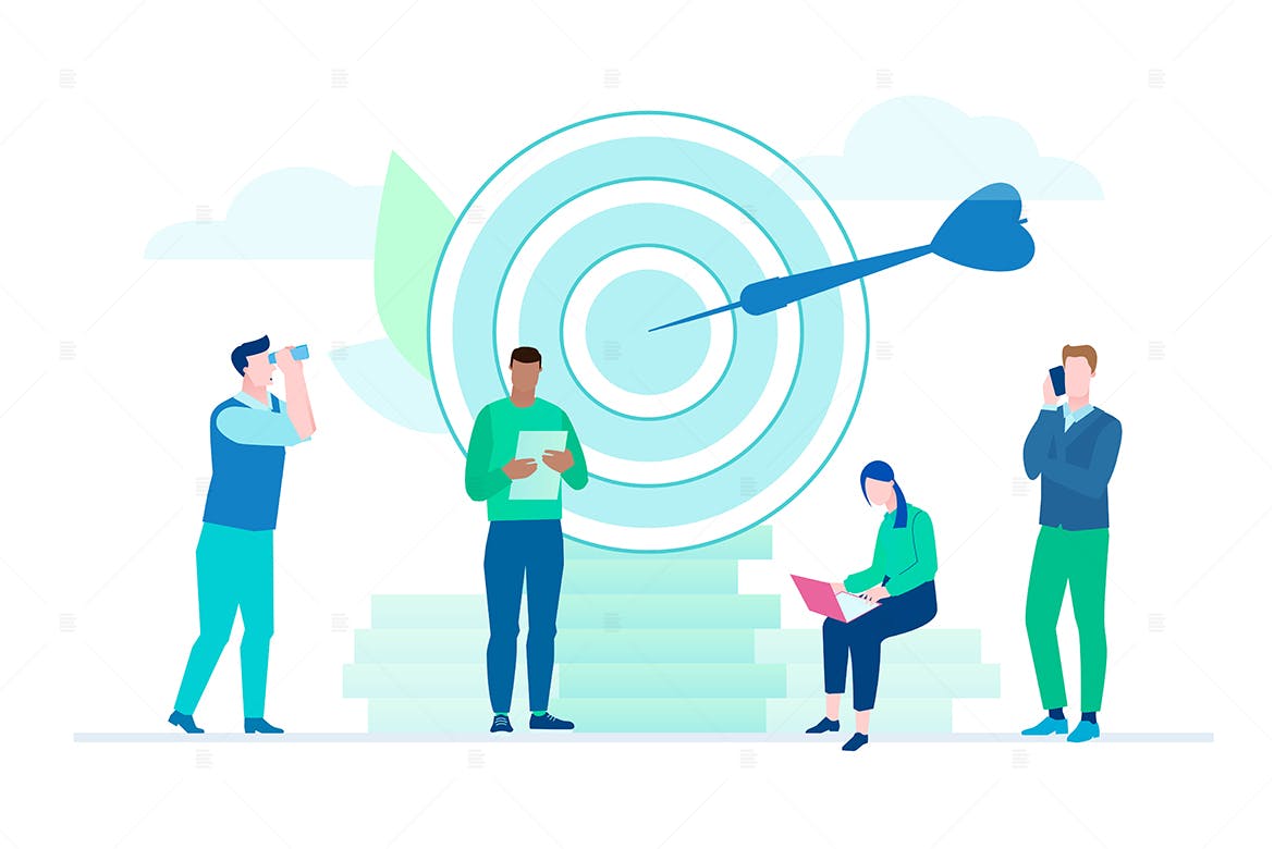 商业目标扁平设计风格素材库精选概念插画素材 Business goals – flat design style illustration插图(1)