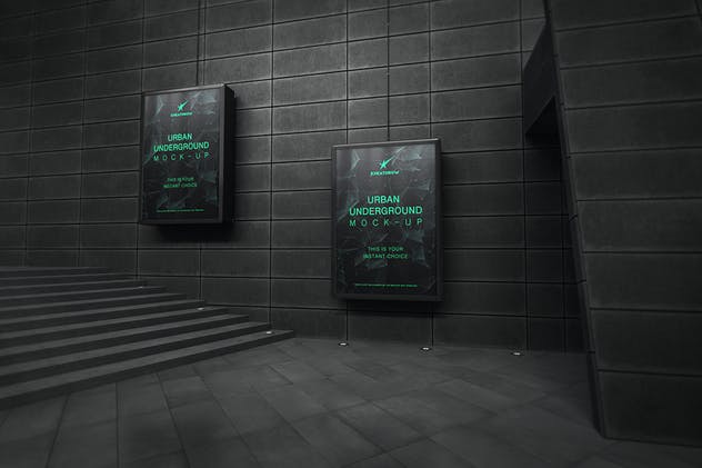 城市地下通道地铁灯箱/广告牌样机 Urban Underground Lightbox / Billboard Mock-Ups插图(2)