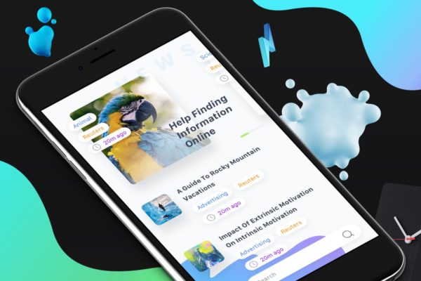 新闻资讯类APP应用设计模板 News 5 Mobile Ui