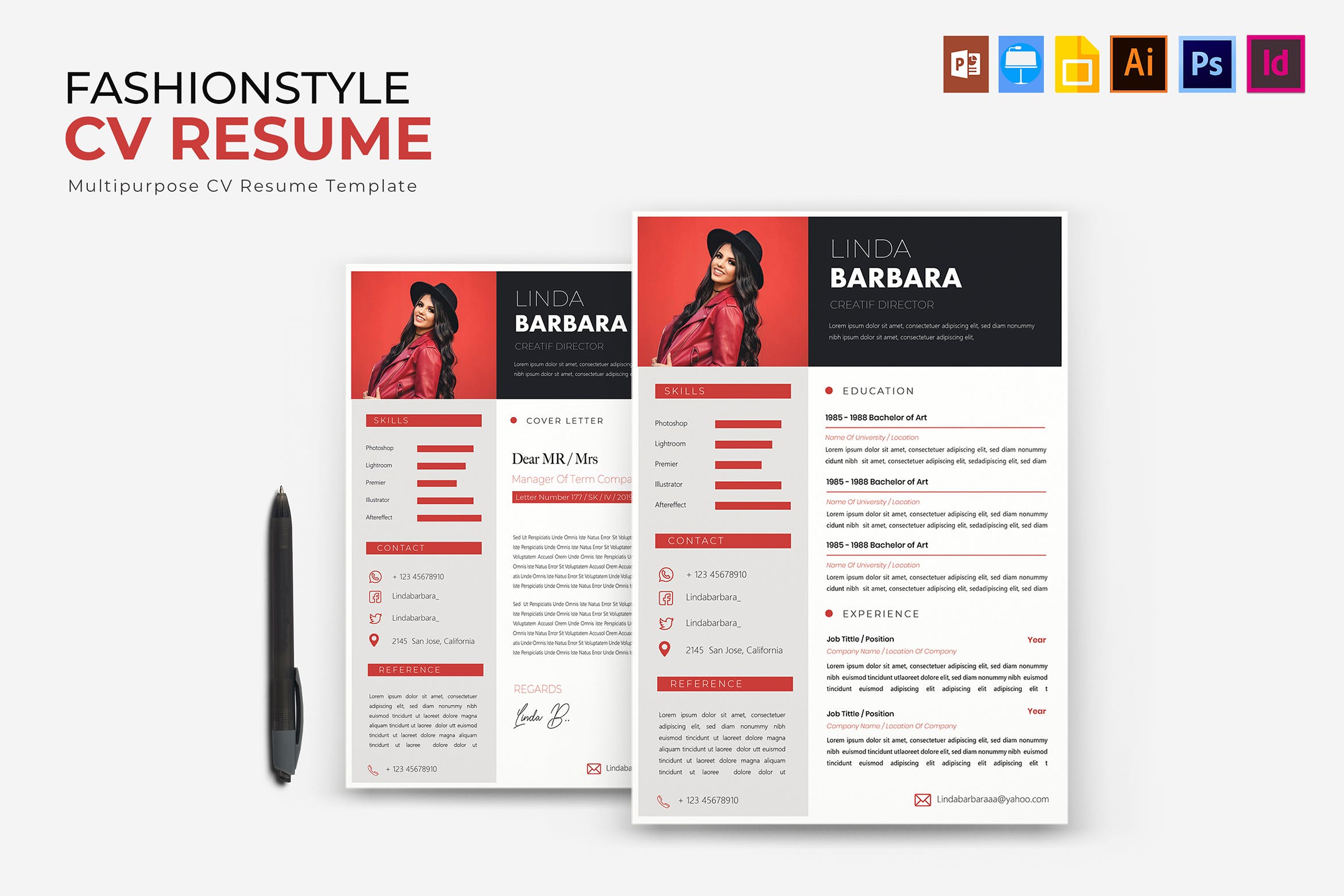 时尚设计风格个人履历表&介绍信模板 Fashionstyle | CV & Resume Template插图
