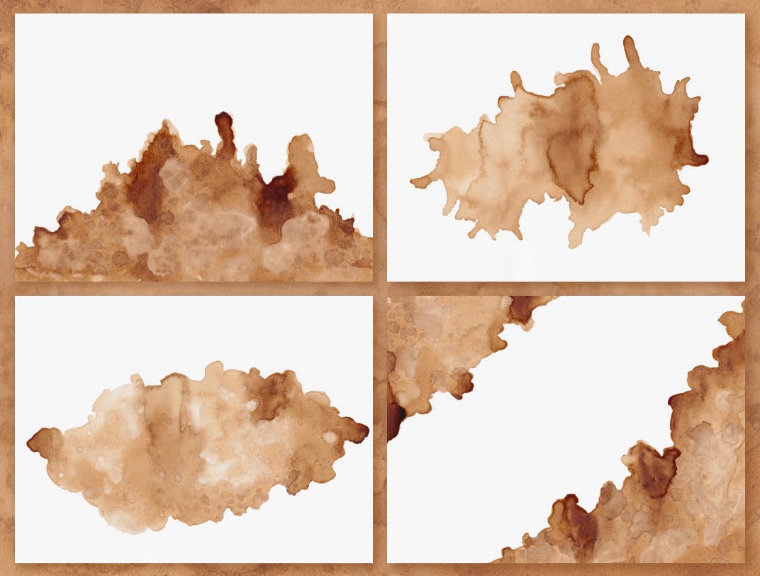 咖啡色水彩咖啡污迹肌理纹理背景素材 Watercolors Coffee Backgrounds插图(11)