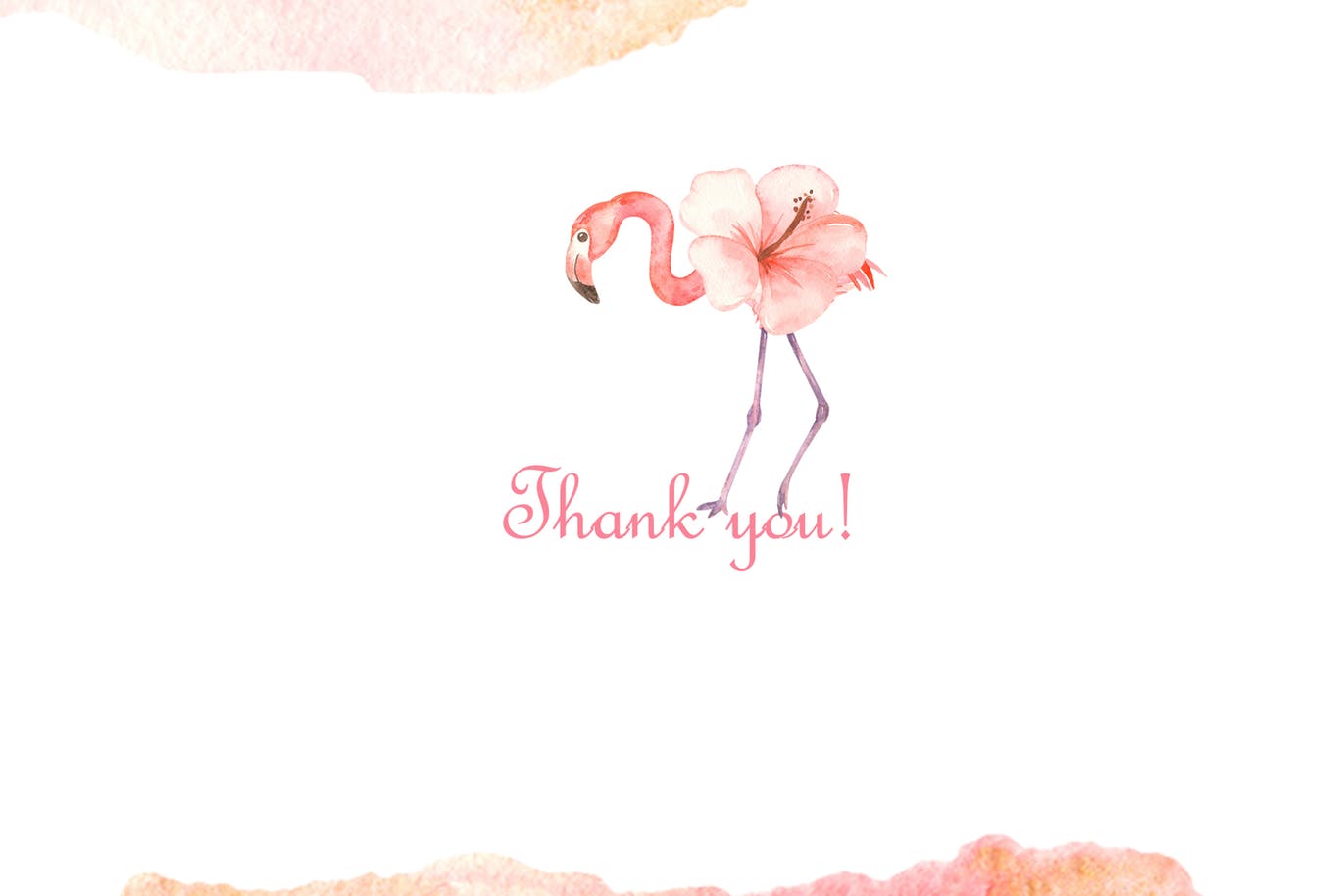 火烈鸟＆热带植物水彩插画素材 Watercolor flamingos and tropical plants插图(11)