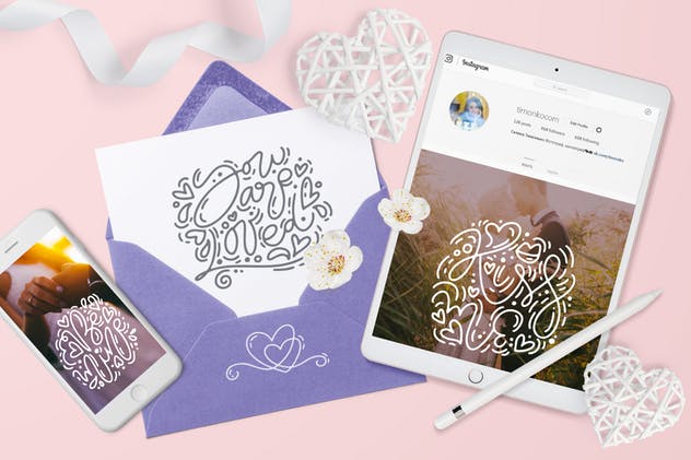 可爱风格情人节设计元素图案素材 Cute Valentines Elements插图(5)