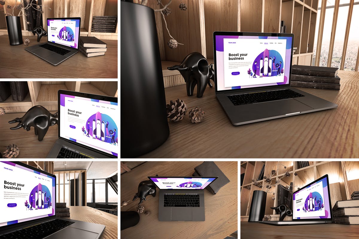 真实场景Macbook笔记本网页UI设计展示样机v1 MacBook Pro V.1插图