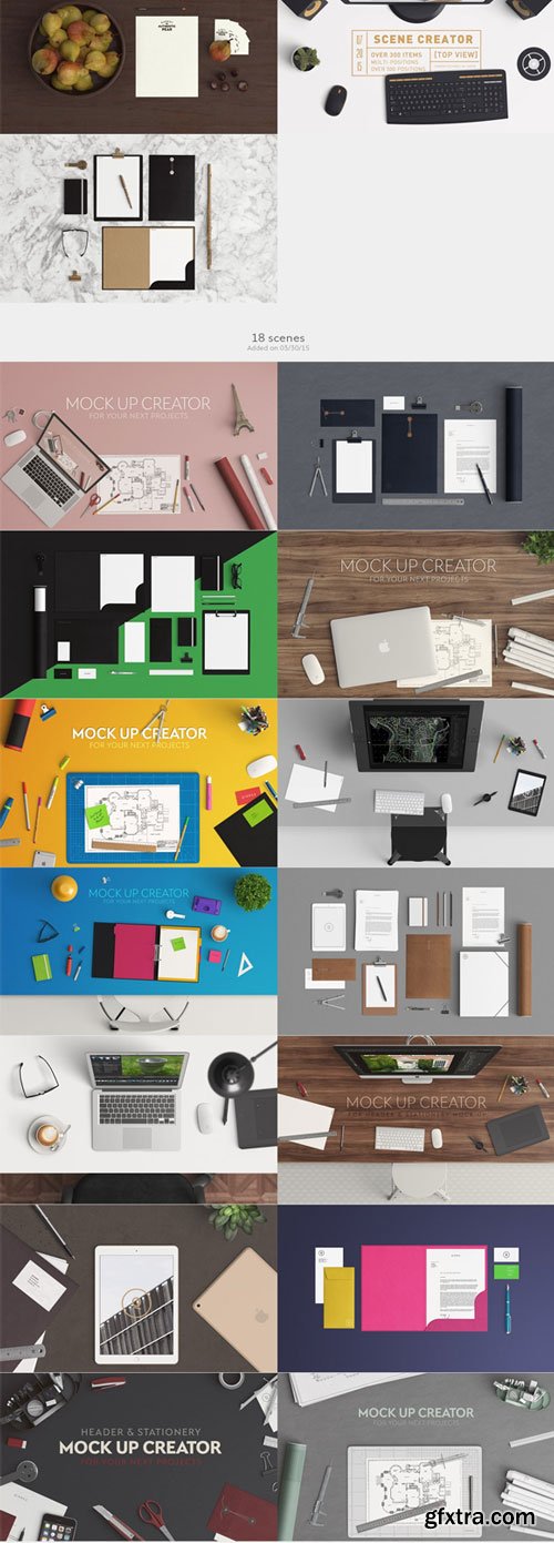 展示场景kit:顶部视角的展示场景(Mockups)素材工具包下载[PSD,20GB]