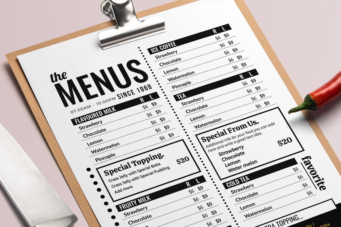 简约文字排版风格轻食店菜单模板v2 Simple Food Menu Resto Vol. 2插图(2)