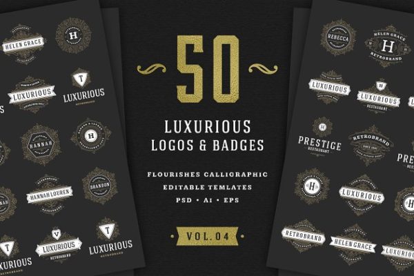50款奢侈品品牌Logo设计模板 50 ornaments logos &amp; monograms