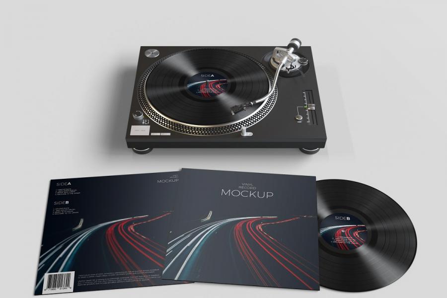 逼真的复古黑胶唱片样机插图(4)