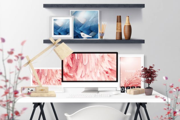 办公场景油画艺术品照片框架样机 Frame Creator Mockups插图(6)