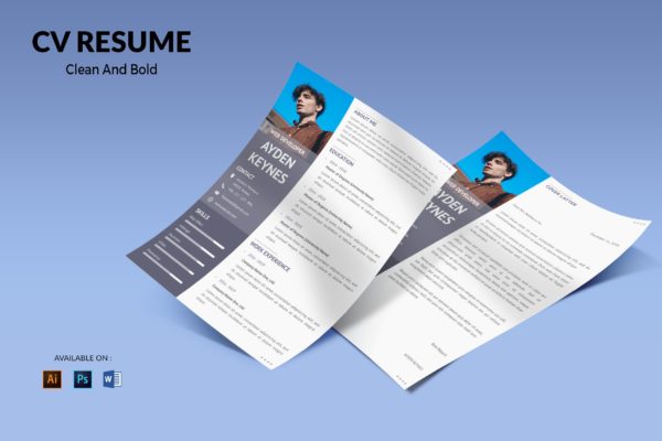 网页开发职位电子素材库精选简历模板 CV Resume Simple And Elegant