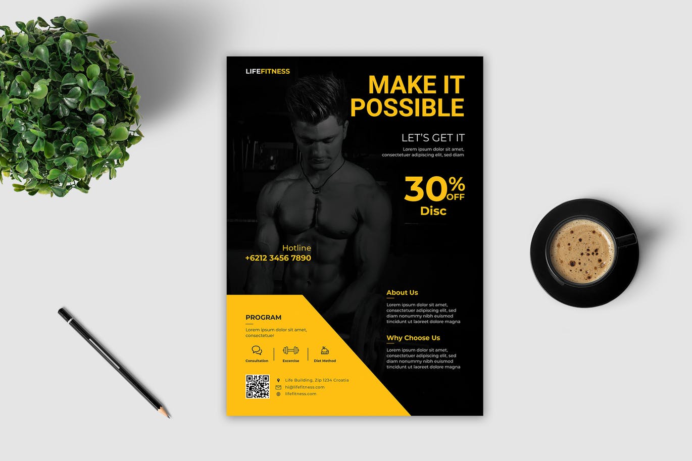 健身课程介绍宣传单设计模板v3 Fitness Flyer Template Vol. 3插图