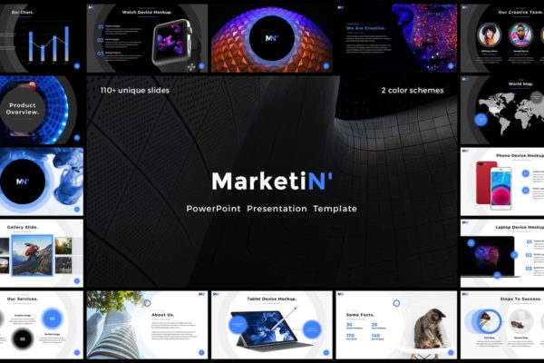 超炫酷高品质商务企业风格PPT幻灯片模板 Marketin’ – PowerPoint Presentation Template