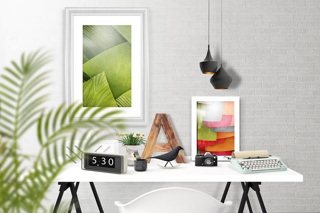 办公场景油画艺术品照片框架样机 Frame Creator Mockups插图(4)