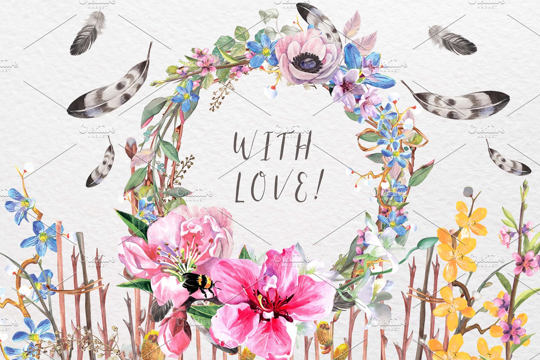 极力推荐:“春暖花开”水彩花卉设计素材包 "Spring bloom" 80 png插图(11)