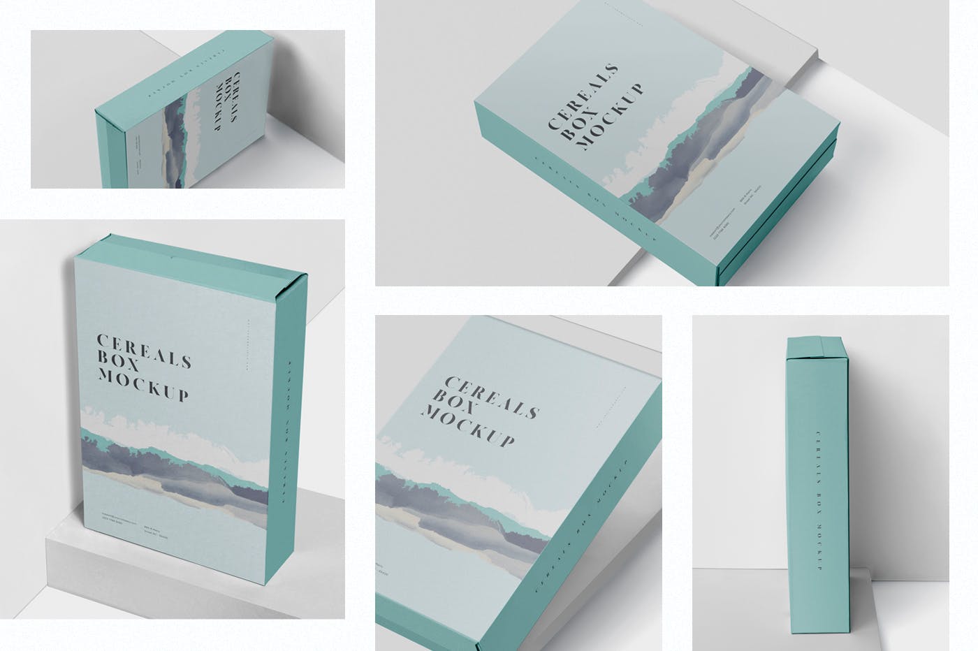 大尺寸麦片盒包装外观设计素材库精选 Cereals Box Mockup – Big Size in Rectangular Shape插图(1)