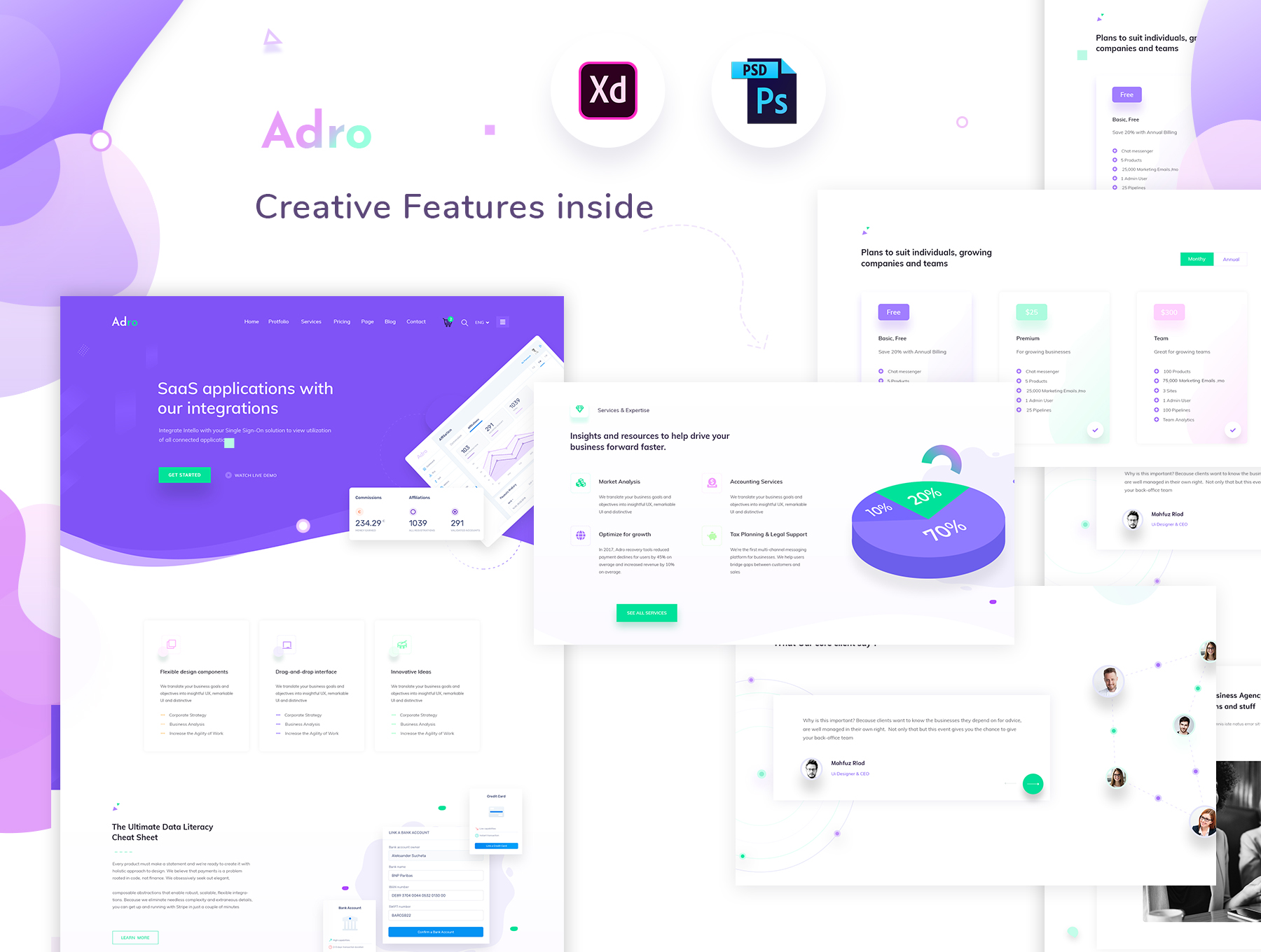 素材库下午茶：有创意的网页模板UI KITS下载[PSD,XD]插图(2)