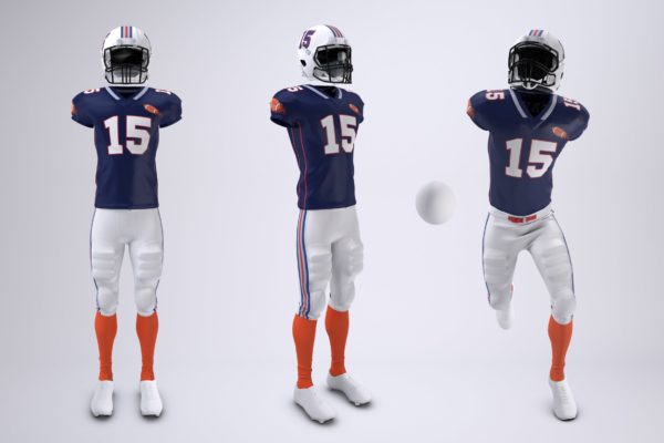 美式足球球服队服设计效果图样机模板 American Football Uniform Mock-Up