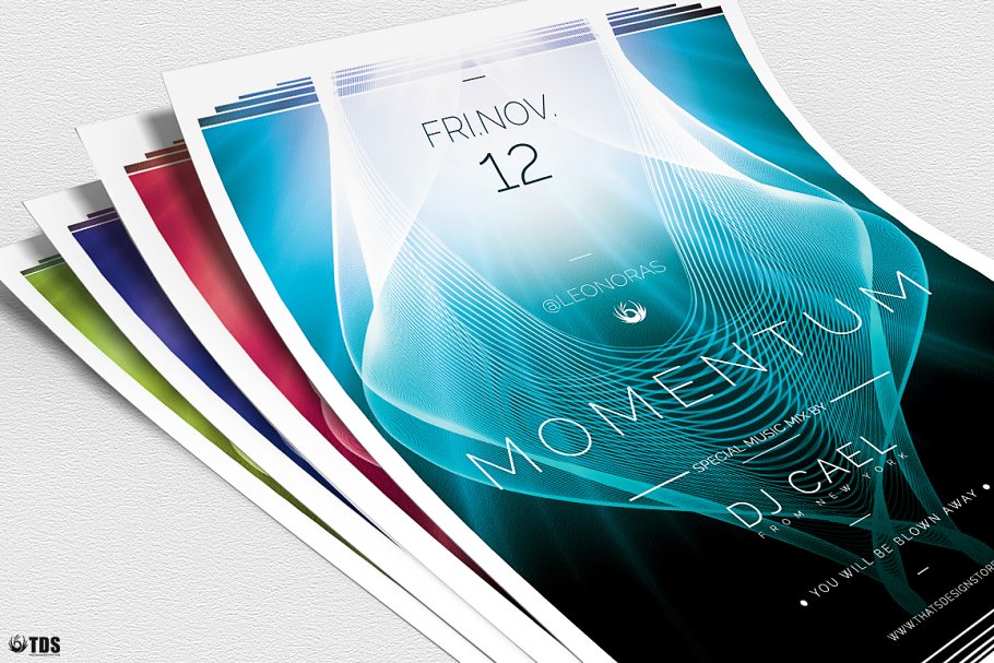 未来科技感DJ音乐派对PSD传单模板 Momentum Flyer PSD插图(4)